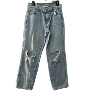 PacSun Blue 100% Cotton Ripped '90s Boyfriend High Rise Jeans Womens 27